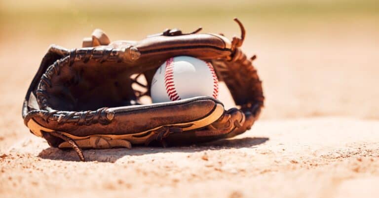 Softball in a glove