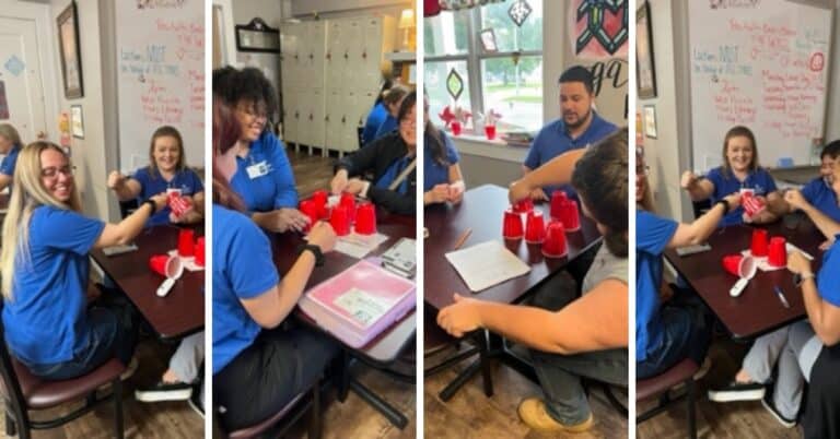 Stark State College students working with guests